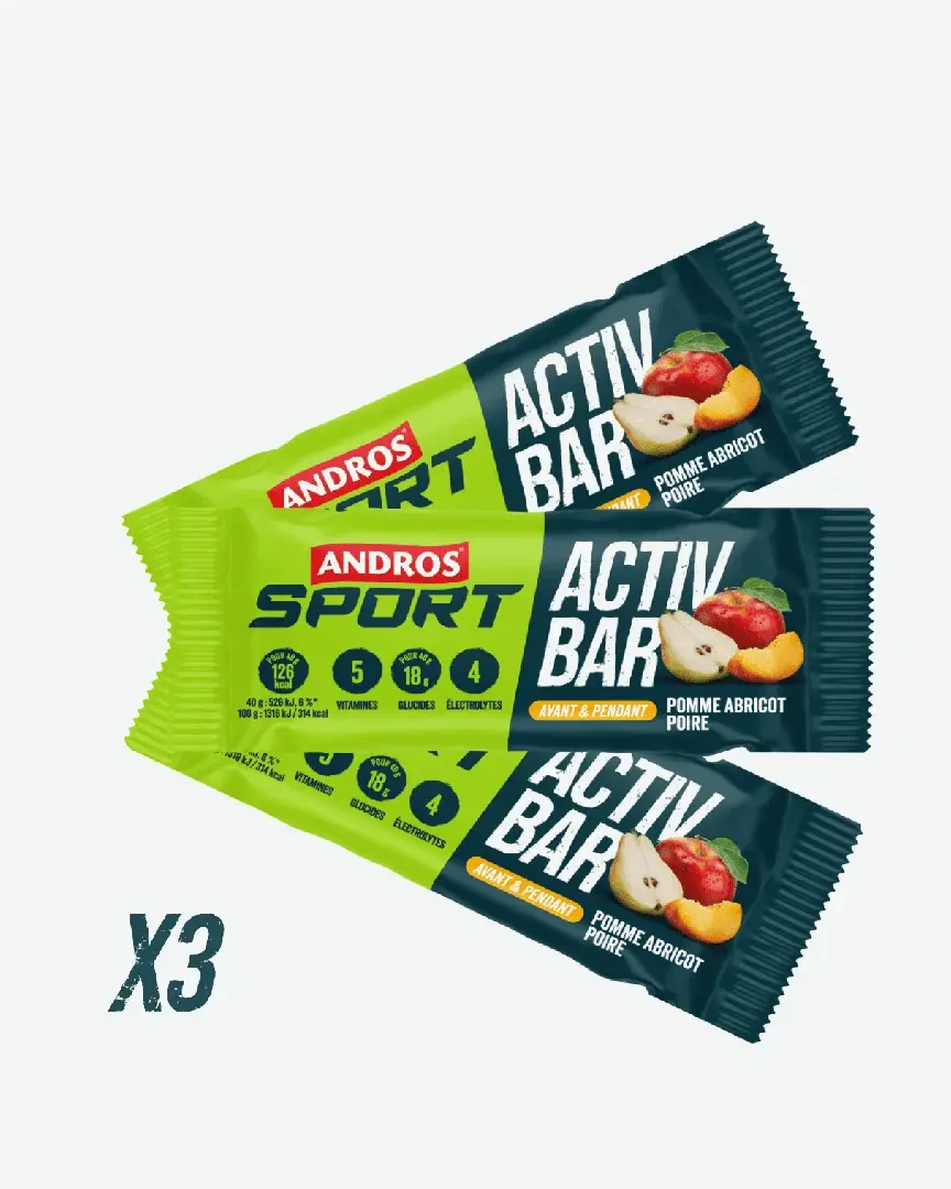 Andros Barre Activ Bar Pomme Abricot Poire 40G