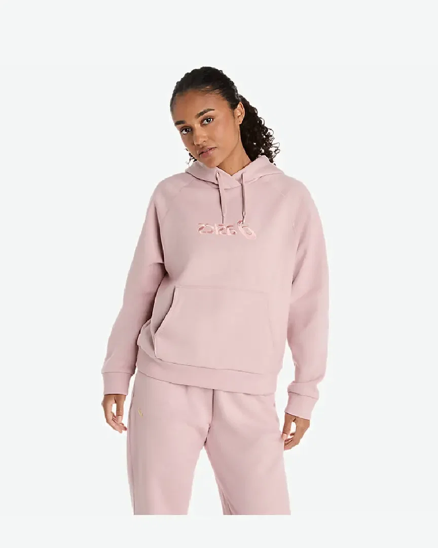 asics logo fleece pullover hoodie Femme