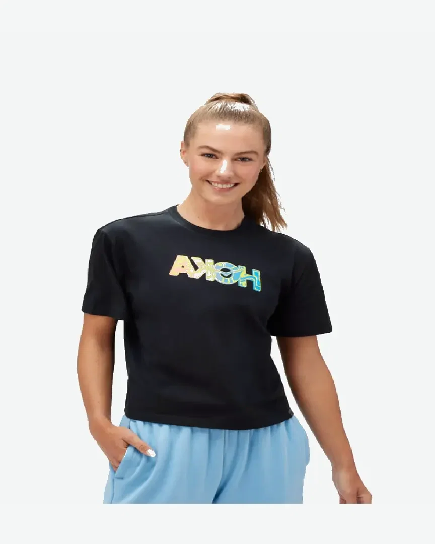 hoka haut à manches courtes logo topo Femme