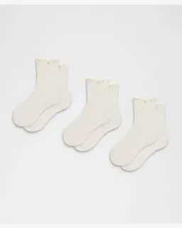 Lululemon chaussettes unisexes mi-hautes à bordure ondulée 3 paires Unisexe – 1/5