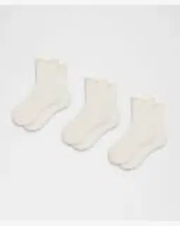 Lululemon chaussettes unisexes mi-hautes à bordure ondulée 3 paires Unisexe – 4/5