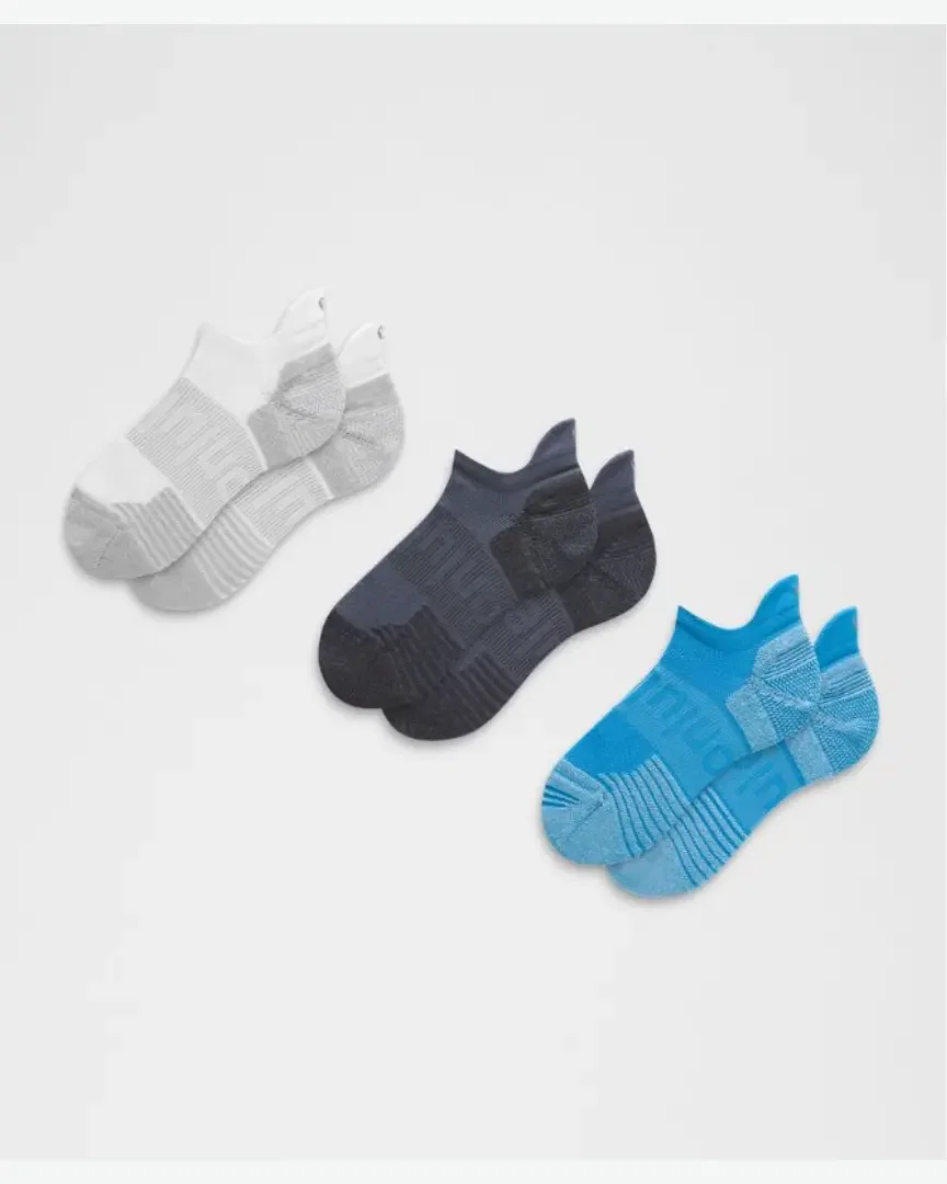Lululemon Chaussettes Unisexes Power Stride Avec Amorti Languette 3 Paires
