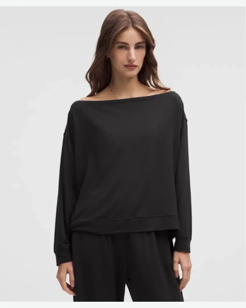 Lululemon haut becalm oversize à manches longues col bateau Femme