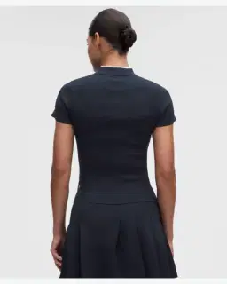 Lululemon haut de golf en maille à col montant manches courtes Femme – 3/5