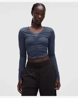 Lululemon haut manches longues col v froncé au centre all it takes Femme – 1/5