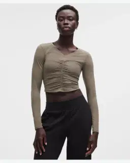 Lululemon haut manches longues col v froncé au centre all it takes Femme – 1/5