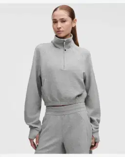 Lululemon sweat scuba court à col montant demi-zippé gaufré Femme – 1/5