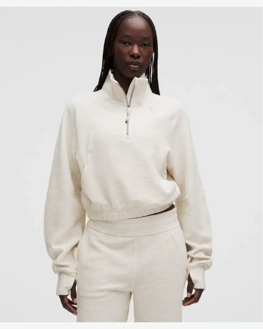 Lululemon Sweat Scuba Court À Col Montant Demi-Zippé Gaufré W