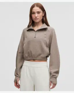 Lululemon sweat scuba court à col montant demi-zippé gaufré Femme – 1/5