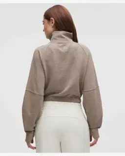 Lululemon sweat scuba court à col montant demi-zippé gaufré Femme – 3/5