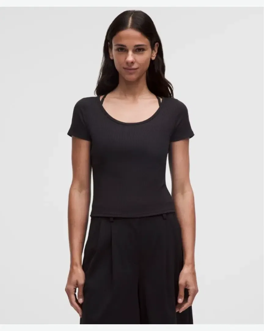 Lululemon t-shirt hold tight micro-côtelé à dos croisé Femme