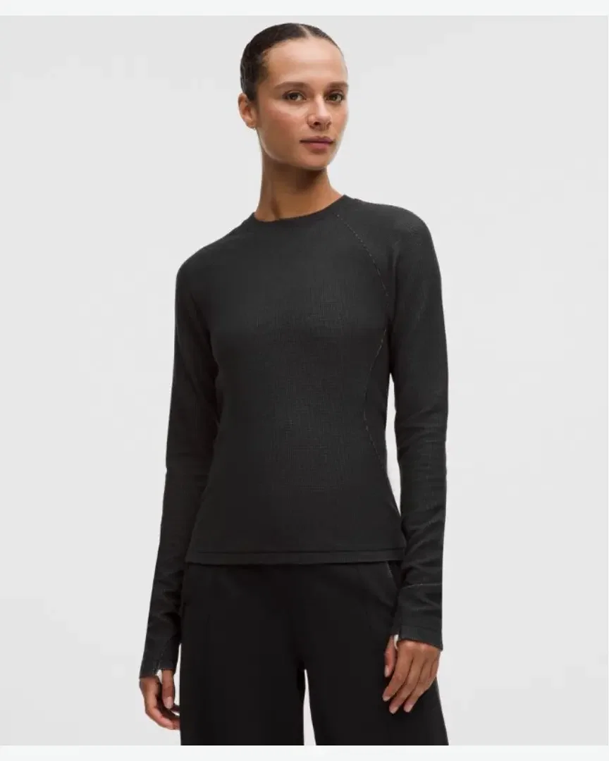 Lululemon waffle-knit crewneck base layer Femme