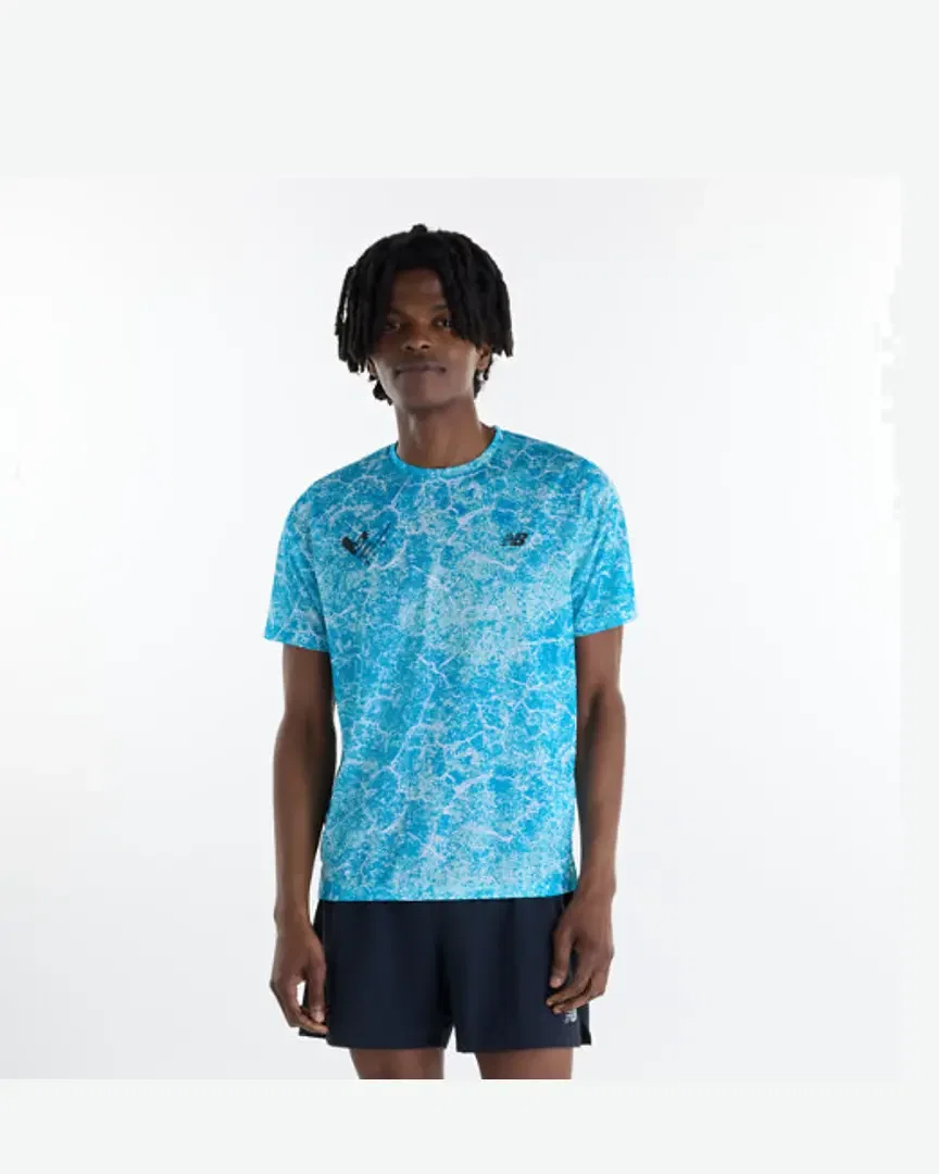 New Balance Valenciaarathon Printed Athletics T-Shirt, Poly Knit, Taille Homme