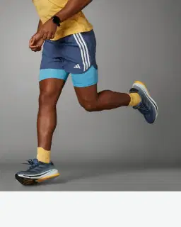 short adidas 2-en-1 own the run 3 bandes Homme – 1/4
