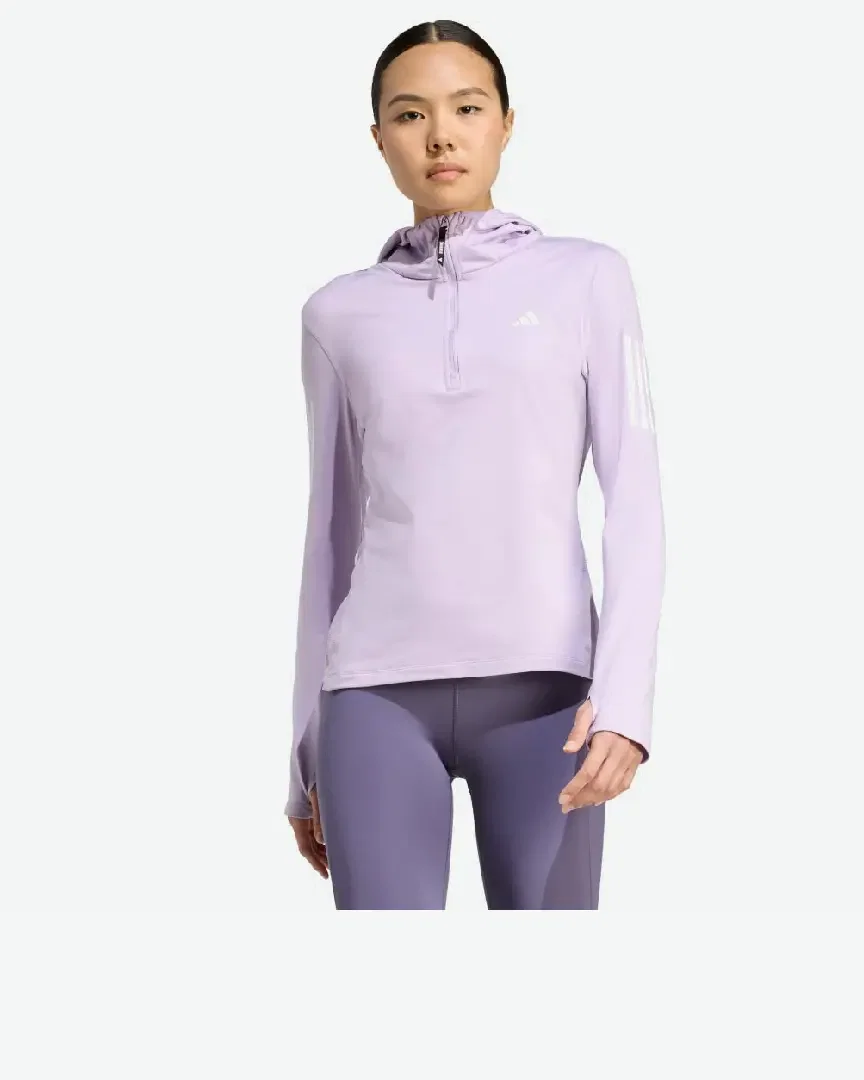 sweat-shirt adidas à capuche demi-zip hiver own the run Femme