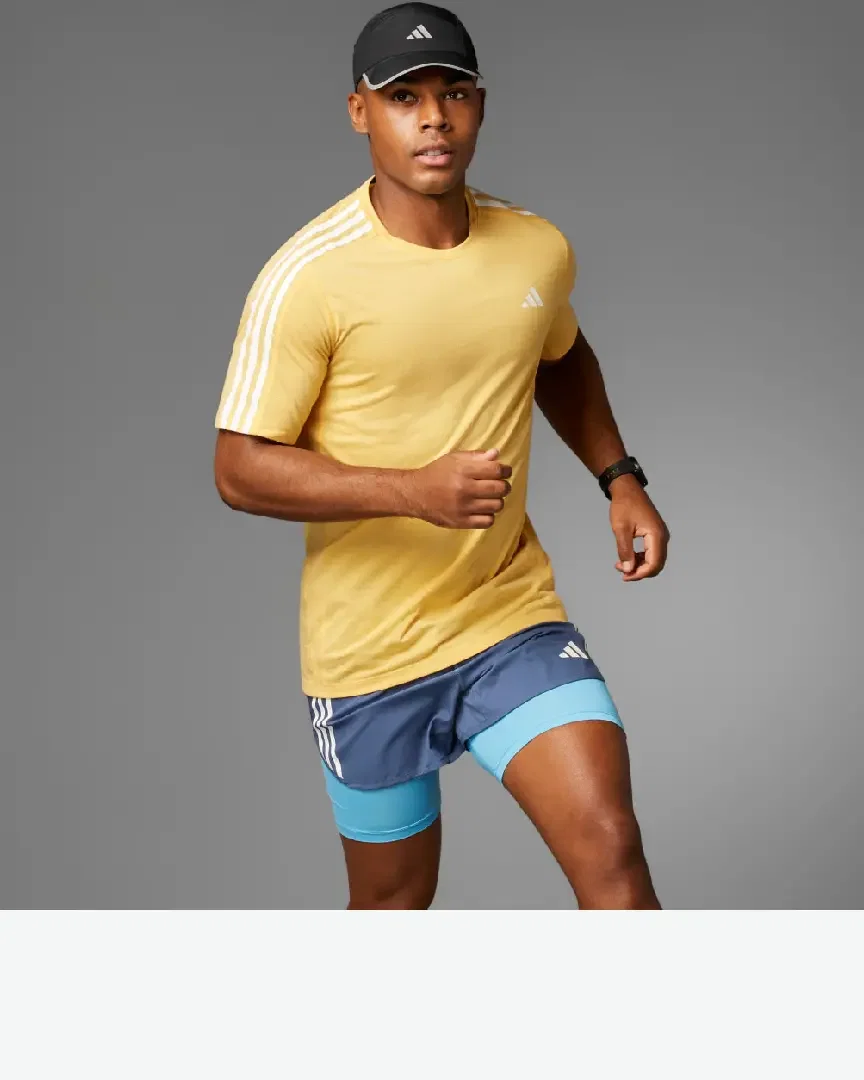 t-shirt adidas own the run 3 bandes Homme