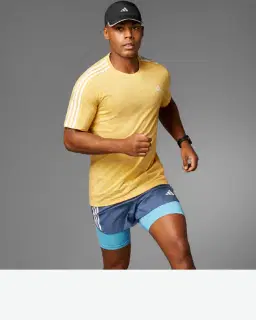 t-shirt adidas own the run 3 bandes Homme – 1/4