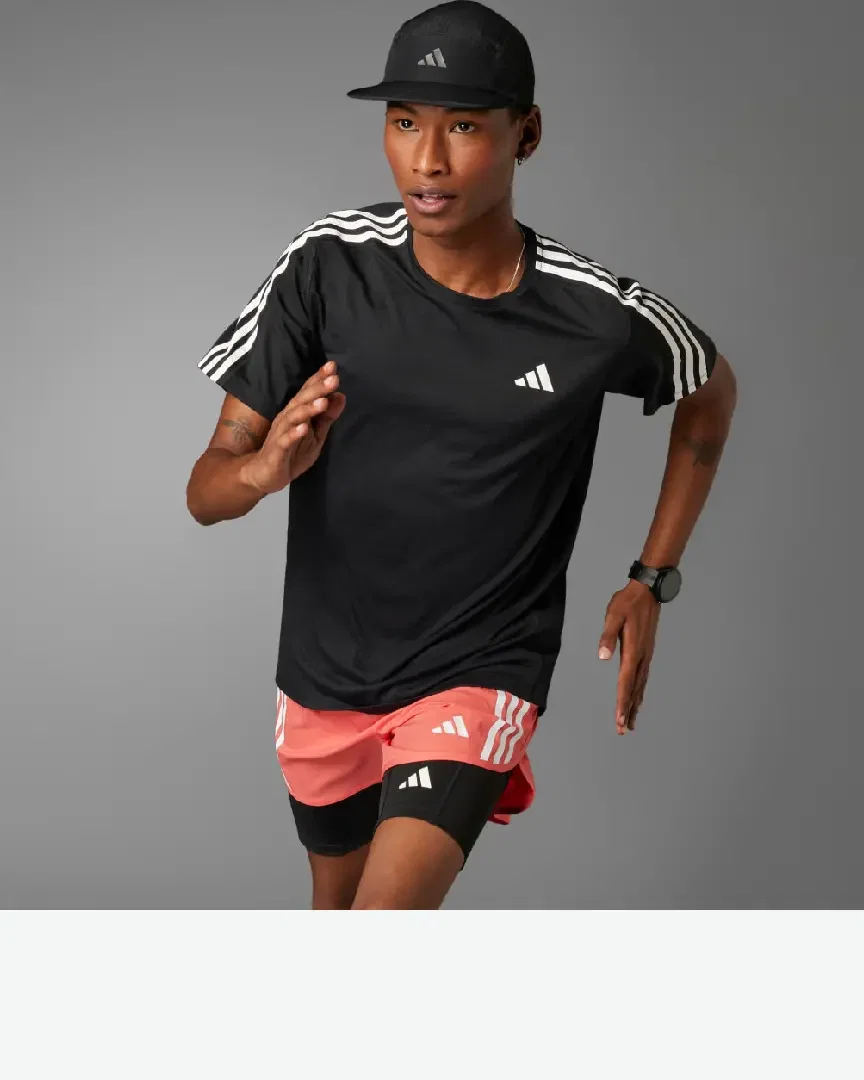 t-shirt adidas own the run 3 bandes Homme