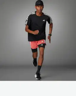 t-shirt adidas own the run 3 bandes Homme – 3/4