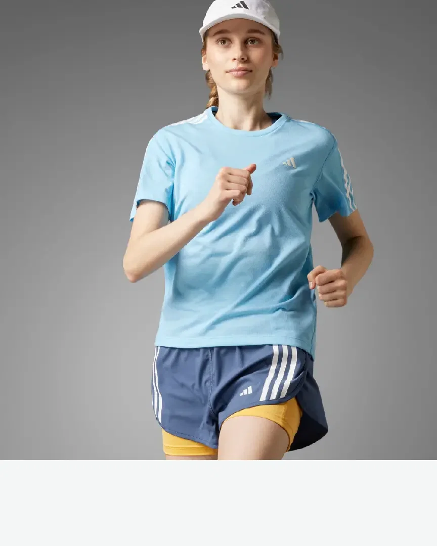 t-shirt adidas own the run 3 bandes Homme