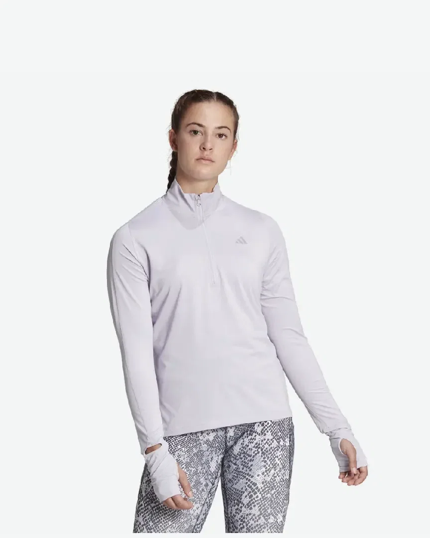 Tee-shirt adidas à manches longues et demi-zip Fast Femme